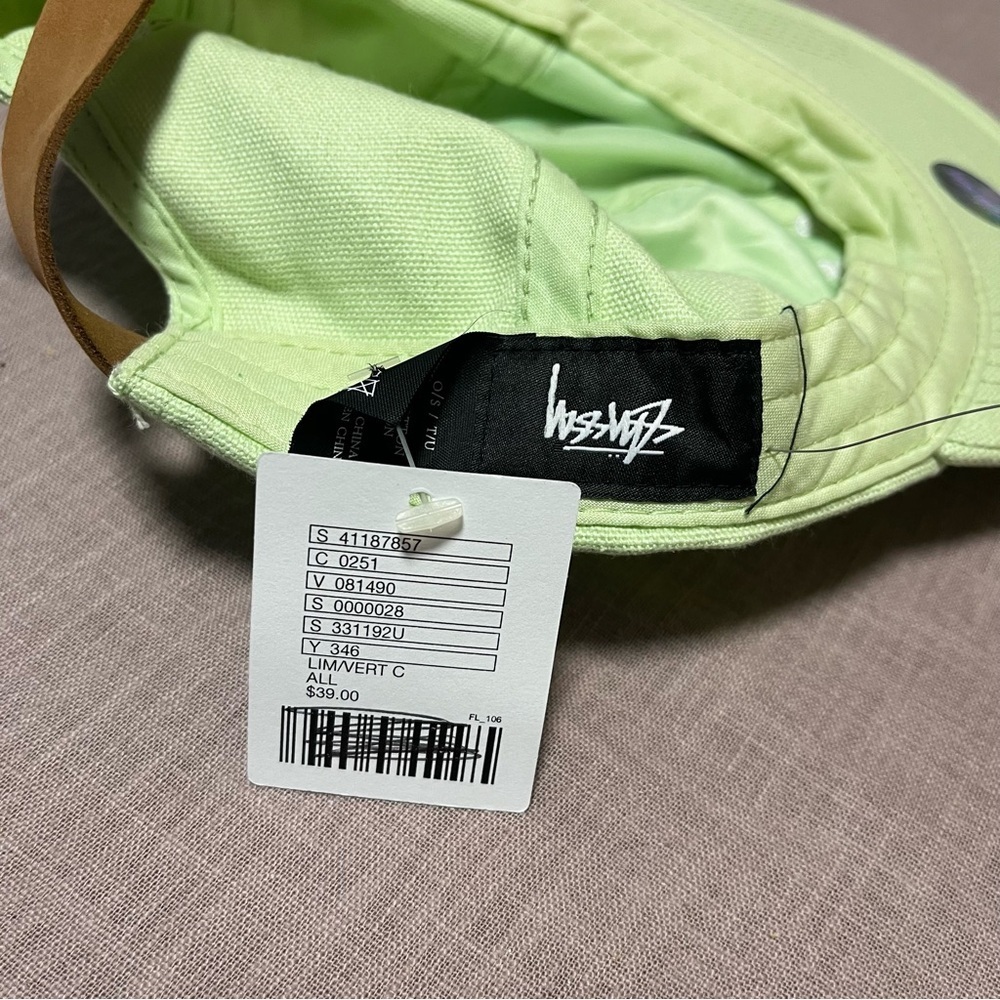 NWT Lime Green Stussy Hat Urban Outfitters Adjustable suede strap - Picture 6 of 8